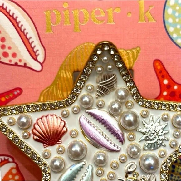 NWT ⚜️🤍⚜️ Piper K Gorgeous Starfish Hair Clip with Seashells and Pearls - Picture 14 of 15
